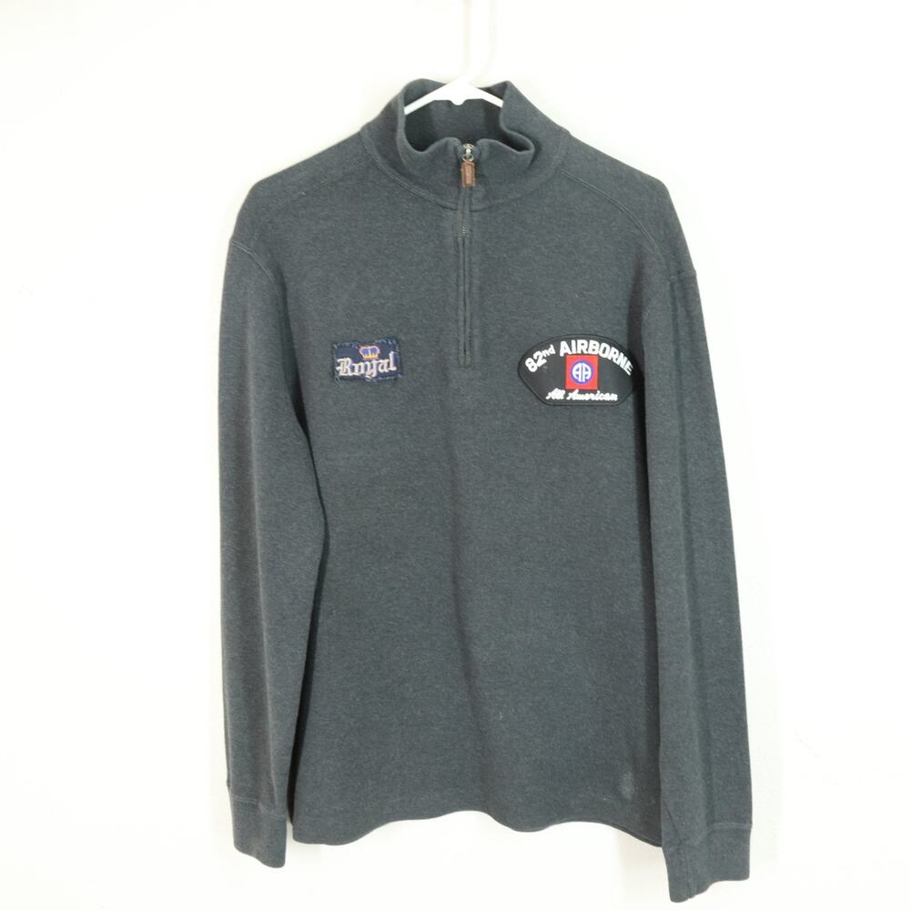 Vtg Polo Ralph Lauren Sweatshirt Men M Gray Cotton Pullover 82nd Airborne Royal